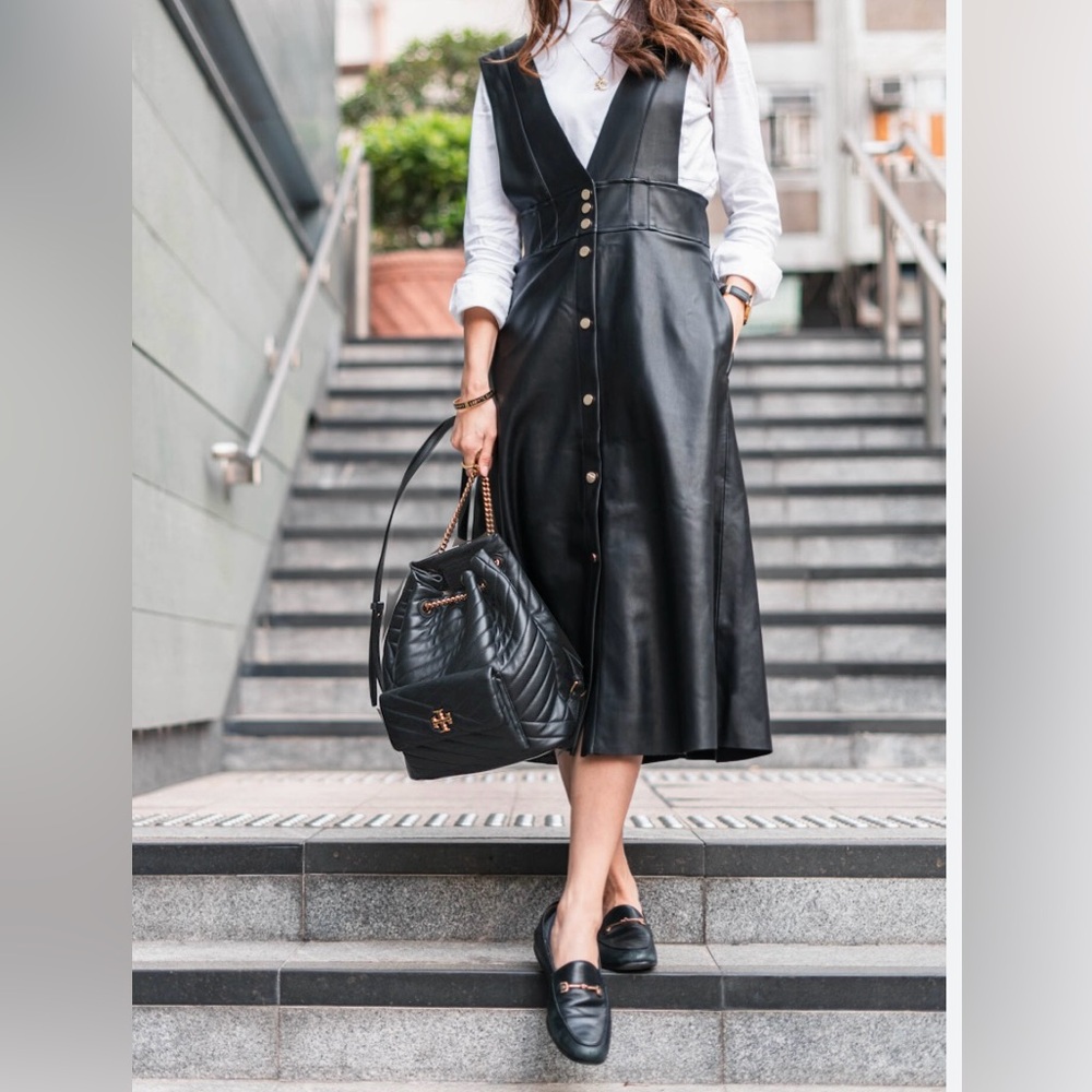 Zara leather pinafore dress